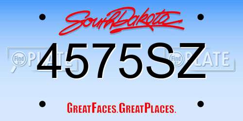 4575SZ South Dakota License Plate
