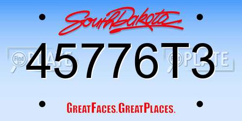 45776T3 South Dakota License Plate