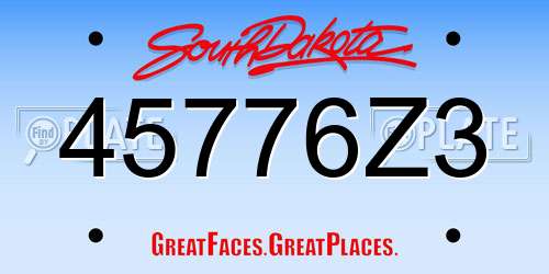 45776Z3 South Dakota License Plate