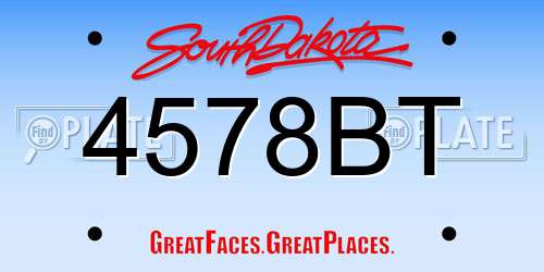 4578BT South Dakota License Plate