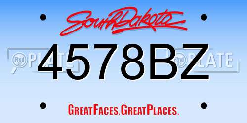 4578BZ South Dakota License Plate