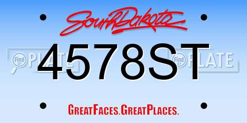 4578ST South Dakota License Plate