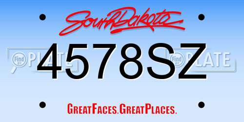 4578SZ South Dakota License Plate