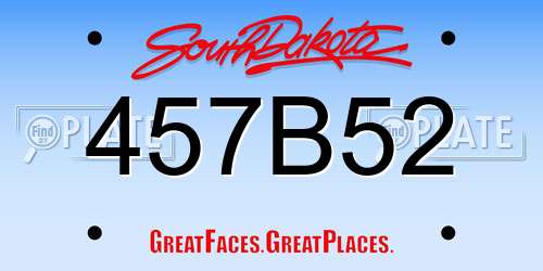 457B52 South Dakota License Plate