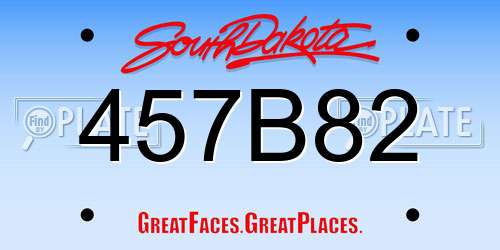 457B82 South Dakota License Plate