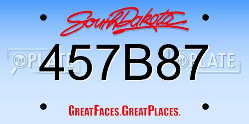 457B87 South Dakota License Plate