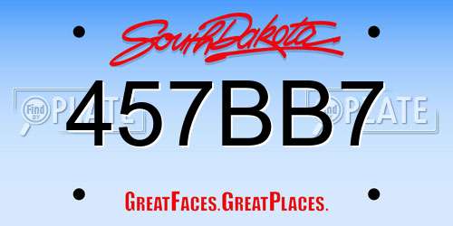 457BB7 South Dakota License Plate