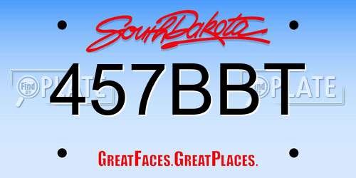 457BBT South Dakota License Plate