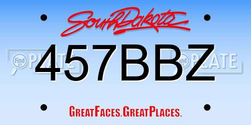 457BBZ South Dakota License Plate