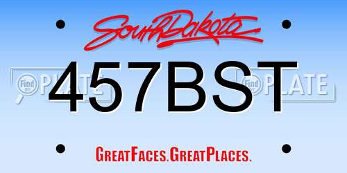 457BST South Dakota License Plate