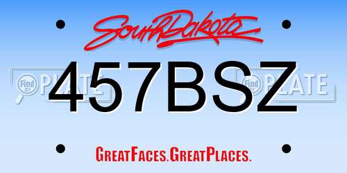 457BSZ South Dakota License Plate