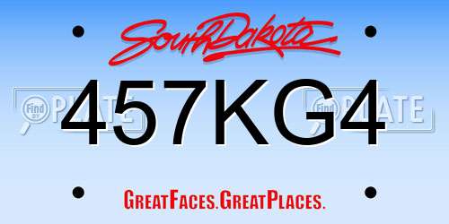 457KG4 South Dakota License Plate