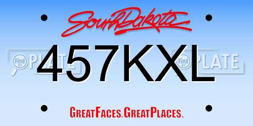 457KXL South Dakota License Plate