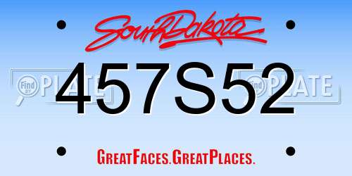 457S52 South Dakota License Plate
