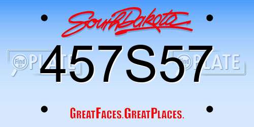 457S57 South Dakota License Plate