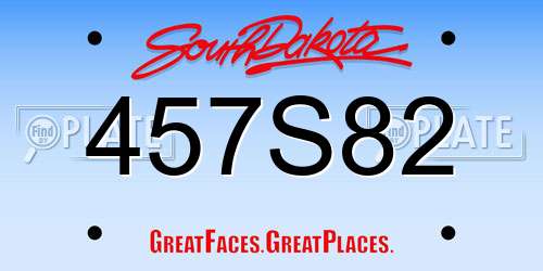457S82 South Dakota License Plate