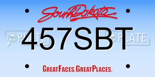 457SBT South Dakota License Plate