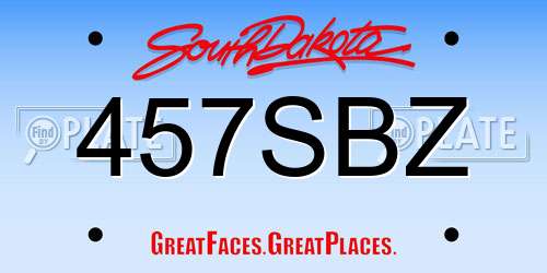 457SBZ South Dakota License Plate