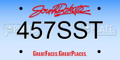 457SST South Dakota License Plate
