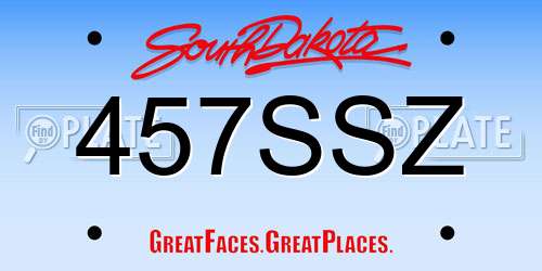 457SSZ South Dakota License Plate