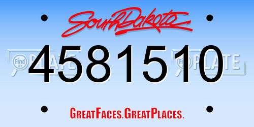 4581510 South Dakota License Plate