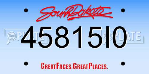 45815I0 South Dakota License Plate