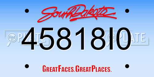 45818I0 South Dakota License Plate