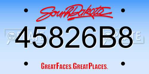 45826B8 South Dakota License Plate