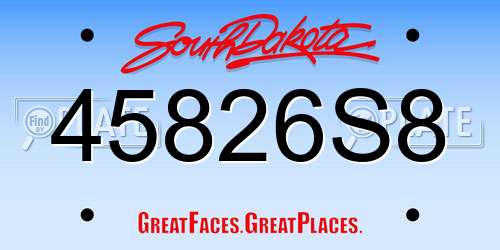 45826S8 South Dakota License Plate