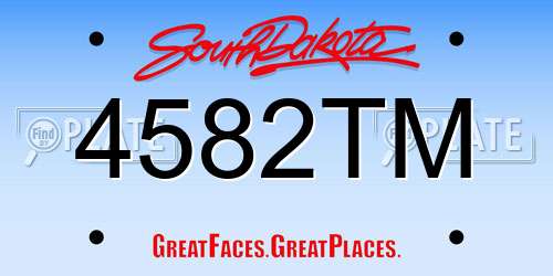 4582TM South Dakota License Plate