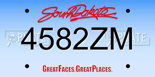 4582ZM South Dakota License Plate