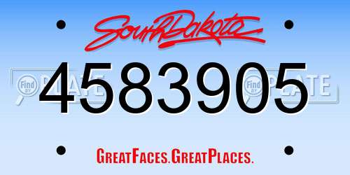 4583905 South Dakota License Plate