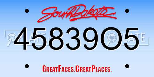 45839O5 South Dakota License Plate