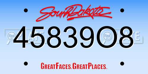 45839O8 South Dakota License Plate