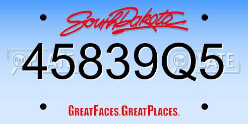 45839Q5 South Dakota License Plate