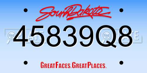 45839Q8 South Dakota License Plate