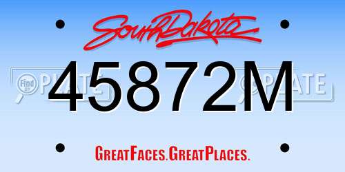 45872M South Dakota License Plate