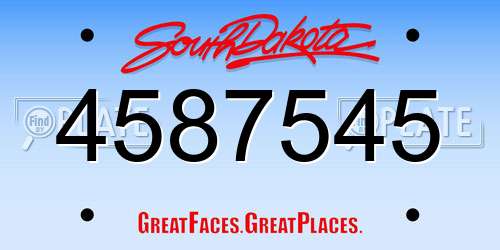 4587545 South Dakota License Plate
