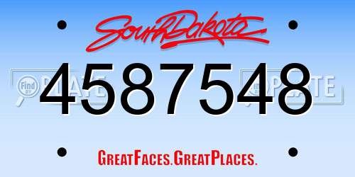 4587548 South Dakota License Plate