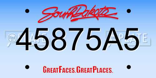 45875A5 South Dakota License Plate
