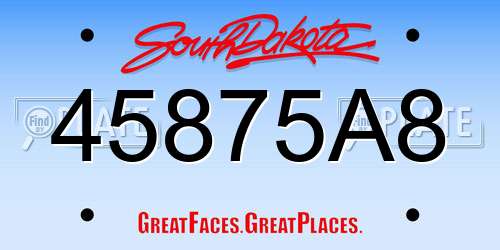 45875A8 South Dakota License Plate