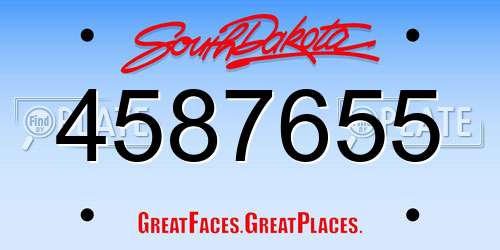 4587655 South Dakota License Plate