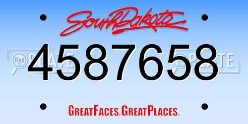 4587658 South Dakota License Plate