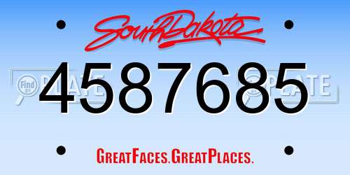 4587685 South Dakota License Plate