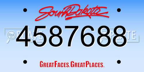 4587688 South Dakota License Plate
