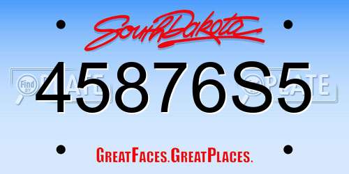 45876S5 South Dakota License Plate