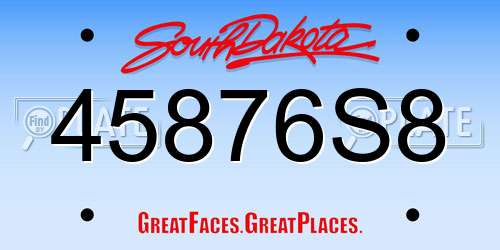 45876S8 South Dakota License Plate