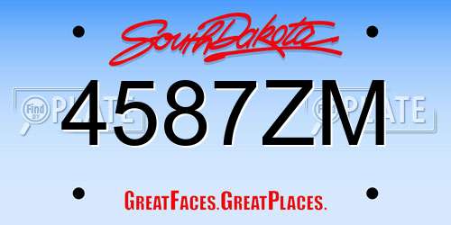 4587ZM South Dakota License Plate