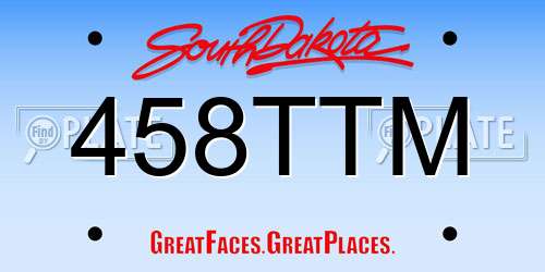 458TTM South Dakota License Plate