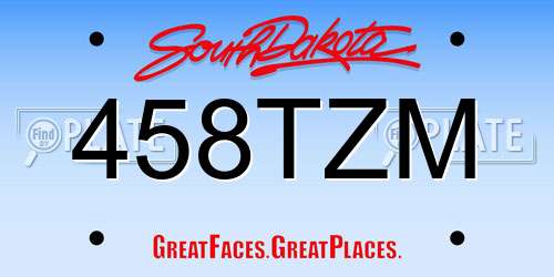 458TZM South Dakota License Plate